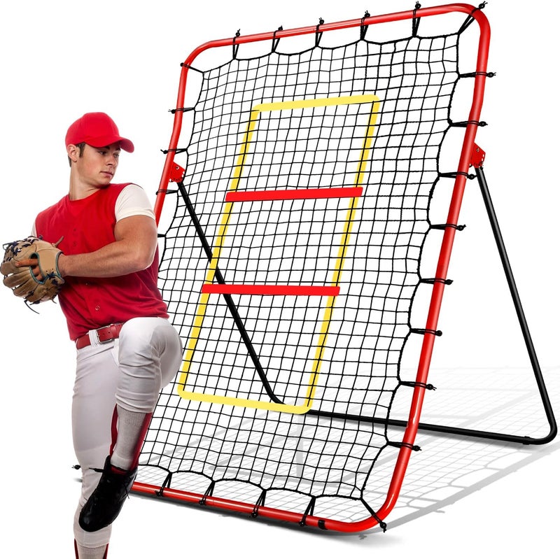 PLAYAPUT Baseball Rebounders + Pitchback Net,Adjustable 5 Angle Pitch Return Trainer for Fielding,Pitching & Catch Practice,Rebound Net with 3 Targets Simulate Grounders, Line Drives,Fly Balls for All Players - Image 1